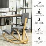 Cadeira Ergonómica de Joelhos com Encosto Almofadas Acolchoadas Estrutura de Madeira para Melhor Postura 51x84x93 cm Cinzento