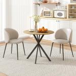 Mesa de Jantar Redonda para 2 - 4 Pessoas com Pernas Cruzadas em Aço Ø80x75 cm, Carvalho Branco