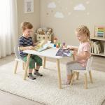 Mesa Infantil com Encosto de Cadeiras com Orelhas de Coelho Mesa Infantil para Sala de Jogos de Berçário Branca
