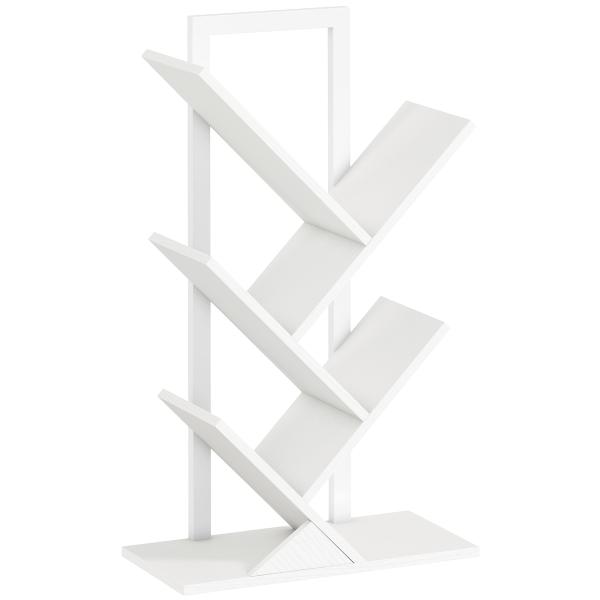Estante em Forma de Árvore de 5 Níveis Estante de Livros com 5 Prateleiras e Estrutura de Aço 50x24x82 cm Branco