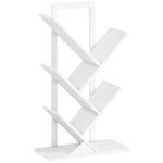 Estante em Forma de Árvore de 5 Níveis Estante de Livros com 5 Prateleiras e Estrutura de Aço 50x24x82 cm Branco