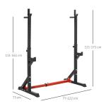 Suporte Ajustável para Barras de Peso Suporte Multifuncional para Exercício em Casa academia Carga 150kg Altura Ajustável 121 - 171cm Preto e Vermelho