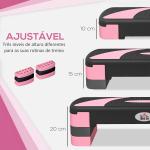 Step para Exercício Aeróbico Plataforma Step com Altura Ajustável em 3 Níveis 80x31x10 - 20 cm Rosa e Preto