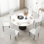 Conjunto de 6 Cadeiras de Sala de Jantar Estofadas em Linho com Pernas em Metal Cadeiras Modernas para Cozinha Quarto Suporta até 120 kg 41x50x97 cm Branco