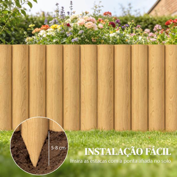 Cerca de Jardim em Madeira Painel Decorativo Resistente e Fácil de Instalar para Pátio Relva Caminho 176x38 cm Madeira