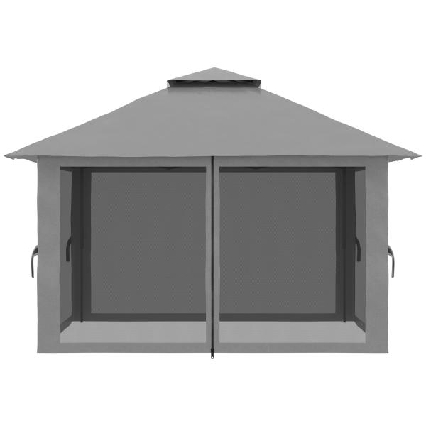 Tenda Dobrável Pop - UP 3,92x3,92x2,83 m com Altura Ajustável Proteção UV50+ Rede Mosquiteira e Bolsa de Transporte Cinza
