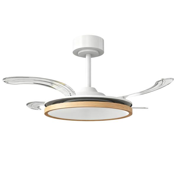 Ventoinha de Teto com Luz LED 80 W Motor DC Reversível Controlo Remoto 6 Velocidades Temporizador Ø95 cm Branco e Madeira