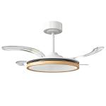 Ventoinha de Teto com Luz LED 80 W Motor DC Reversível Controlo Remoto 6 Velocidades Temporizador Ø95 cm Branco e Madeira