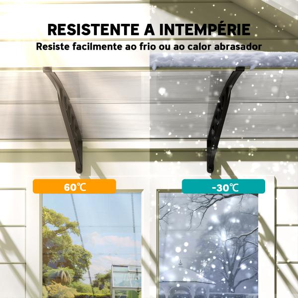 Marquise de Proteção 303x96 cm Marquise Exterior para Portas e Janelas com Suporte Liga de Alumínio Policarbonato Transparente