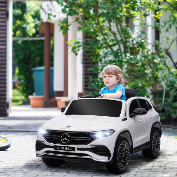 Carro Elétrico para Crianças Mercedes - Benz EQA 12V com Música Buzina Velocidade 3 - 8 km/h 111,5x69x52,5 cm Branco