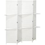 Biombo de 4 Painéis Dobrável Separador de Ambientes Divisor de Ambientes com Prateleiras 181x180cm Branco