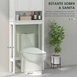 Móvel sobre Sanita Armário para Máquina de Lavar Roupa com 2 Portas Compartimento e Prateleira Ajustável 70x20x175 cm Branco