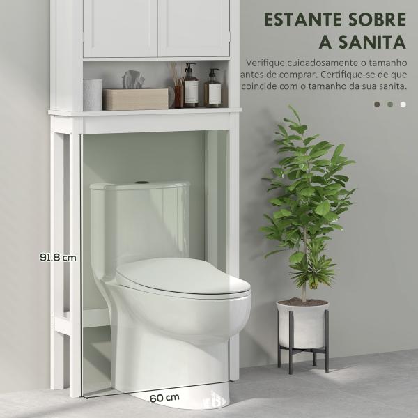 Móvel sobre Sanita Armário para Máquina de Lavar Roupa com 2 Portas Compartimento e Prateleira Ajustável 70x20x175 cm Branco