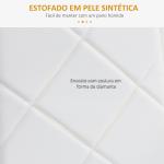 Conjunto de 4 Cadeiras de Sala de Jantar Estofadas em Couro Sintético com Encosto Alto e Pés de Aço 41x50x97cm Branco