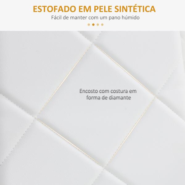 Conjunto de 4 Cadeiras de Sala de Jantar Estofadas em Couro Sintético com Encosto Alto e Pés de Aço 41x50x97cm Branco