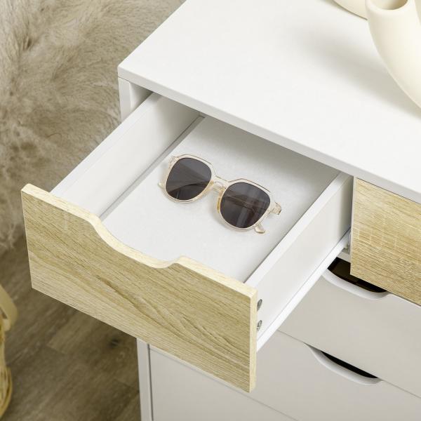 Cómoda com 5 Gavetas e Pés Elevados Cómoda para Dormitório Estilo Moderno Anti - Tombo 60x40x77,5cm Madeira e Branco