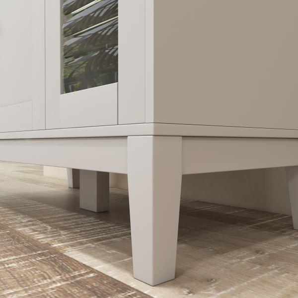 Móvel Auxiliar de Cozinha Moderno Móvel para Micro - Ondas com Prateleiras 3 Portas Compartimento Aberto 80x35x97 cm Branco