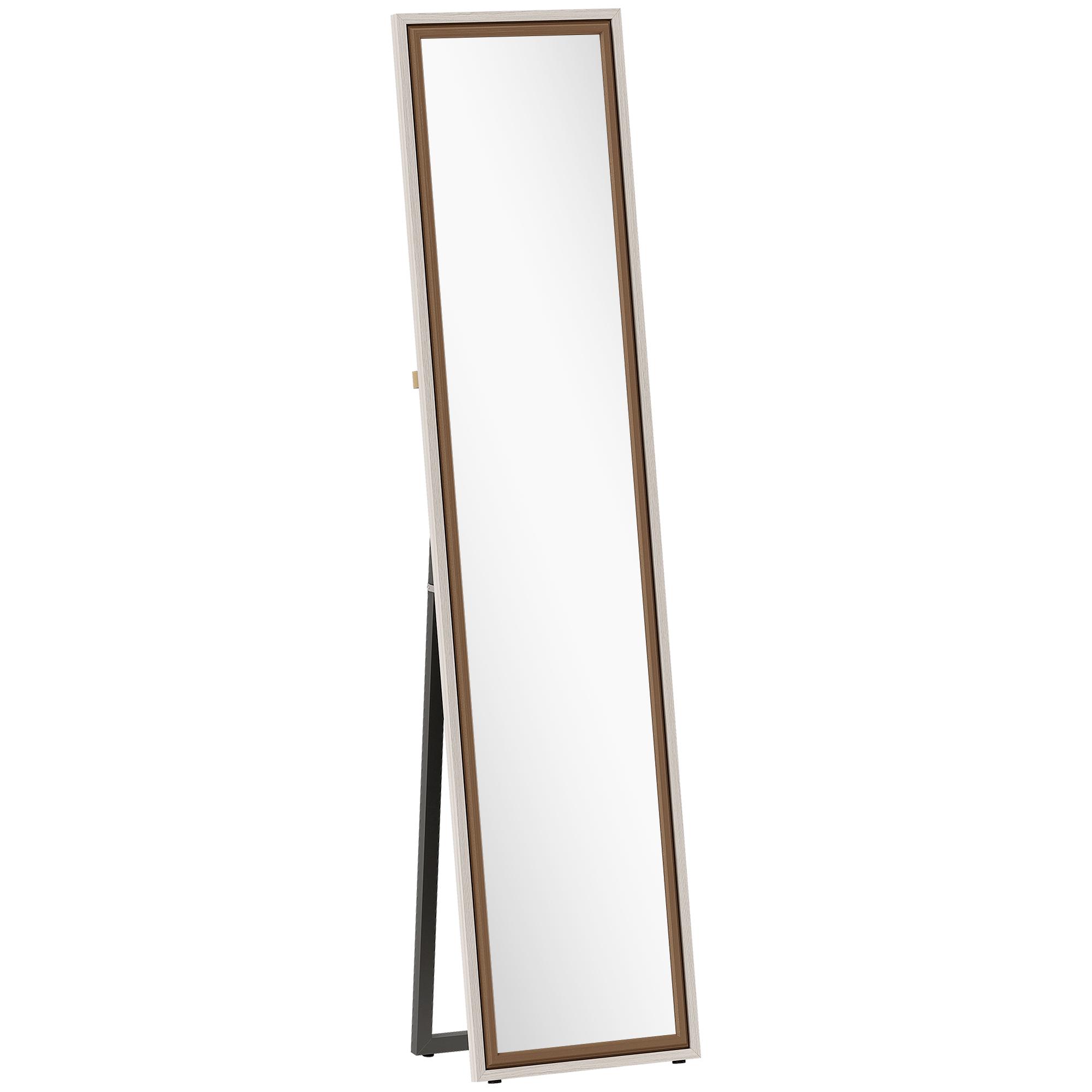 Espelho de Pé 157x37 cm Espelho Corpo Inteiro Grande com Moldura Bicolor para Utilizar Inclinado ou Suspenso Madeira