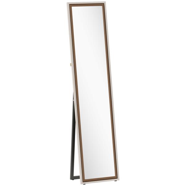 Espelho de Pé 157x37 cm Espelho Corpo Inteiro Grande com Moldura Bicolor para Utilizar Inclinado ou Suspenso Madeira