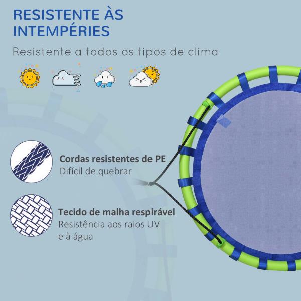 Baloiço Infantil Ninho com Altura Ajustável para Crianças de 3 - 8 Anos Carga 150 kg para Exterior Ø100x120 - 180 cm Azul