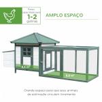 Galinheiro de Madeira de Pinho para 1 - 2 Galinhas com Caixa Ninho Bandeja e Espaço para Correr 196x76x97 cm Verde