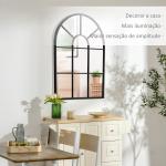 Espelho Decorativo de Parede 60x91 cm Espelho de Metal para Sala de Jantar Dormitório Entrada Estilo Moderno Preto