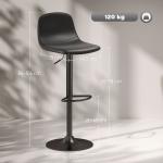 2 Bancos de Bar Reguláveis em Altura 84 - 104 cm com Encosto e Apoio para os Pés Estofadas em PU Giratórias em 360° Preto