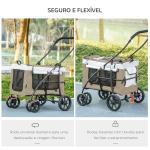 Carrinho para Animais de Estimação Carrinho para Cães Dobrável com Compartimento Desmontável 4 Portas 81x58x97,5 cm Cáqui