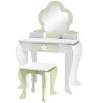 Toucador Crianças com Espelho e Banco Toucador de Maquilhagem para Crianças de 3 - 6 Anos 55x34x87,5 cm Branco e Verde Pastel