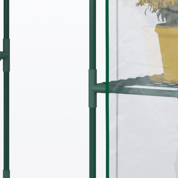 Estufa de Jardim com 4 Prateleiras Porta com Fecho de Correr para Cultivo de Plantas Flores Vegetais 142x73x195 cm Verde