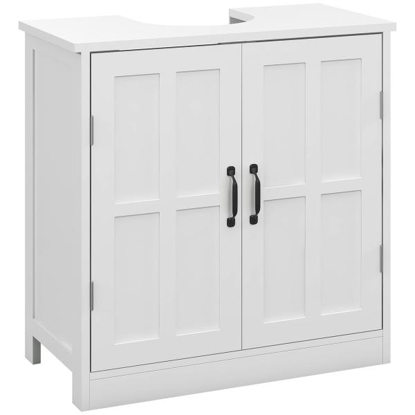 Móvel para Lavatório Pousar Armário para Casa de Banho com 2 Portas e Prateleira Interior Ajustável 60x30x60 cm Branco