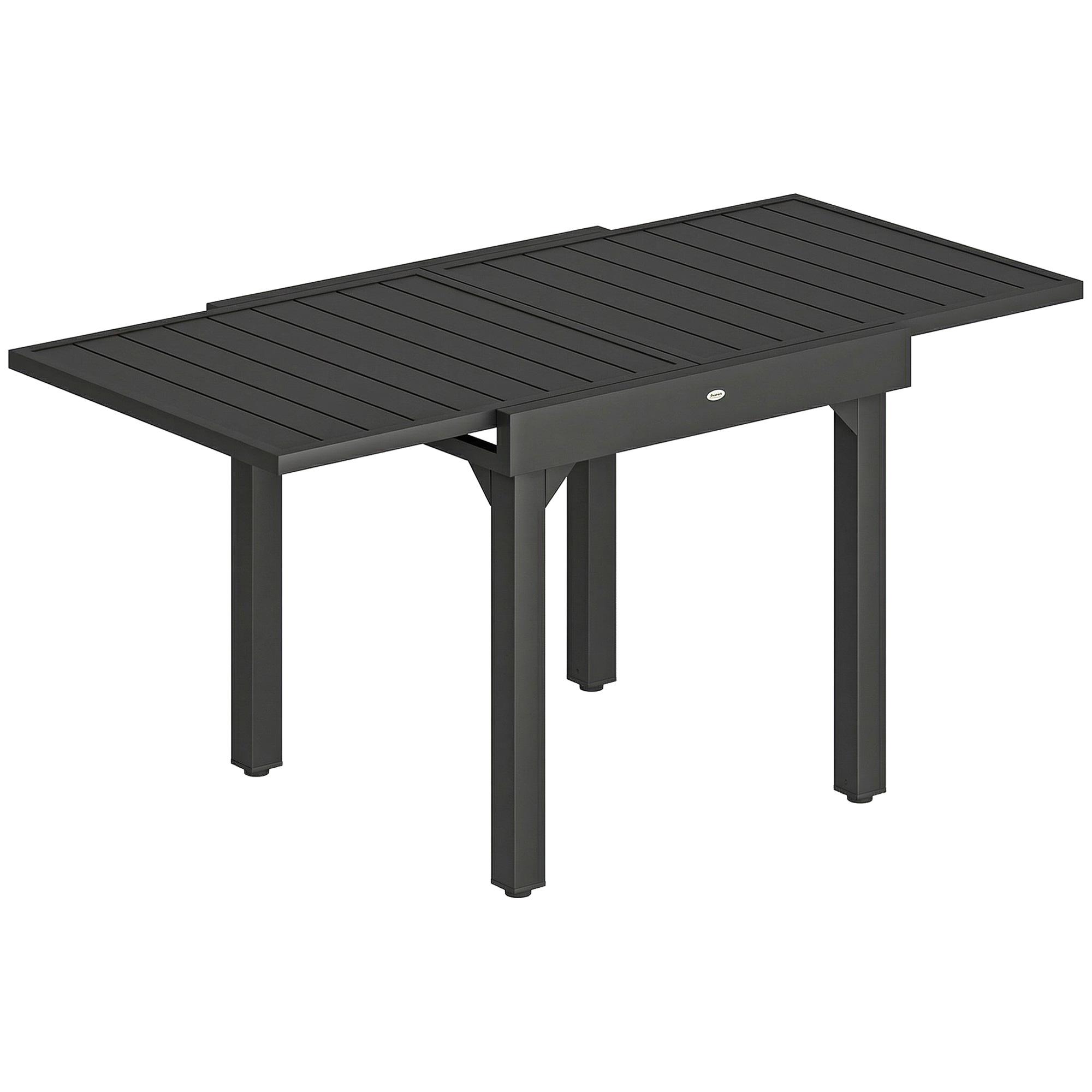 Mesa de Jantar Exterior Extensível 80 - 160 cm - Mesa de Jardim Retangular para 4 - 6 Pessoas, Terraço, Preto