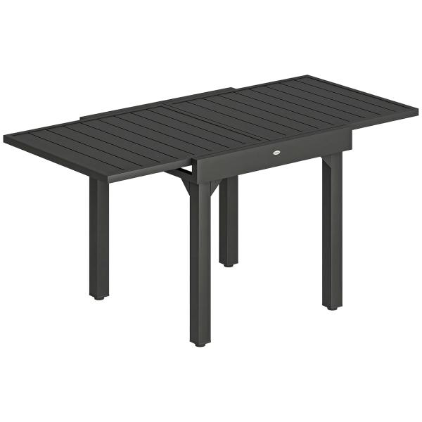 Mesa de Jantar Exterior Extensível 80 - 160 cm - Mesa de Jardim Retangular para 4 - 6 Pessoas, Terraço, Preto