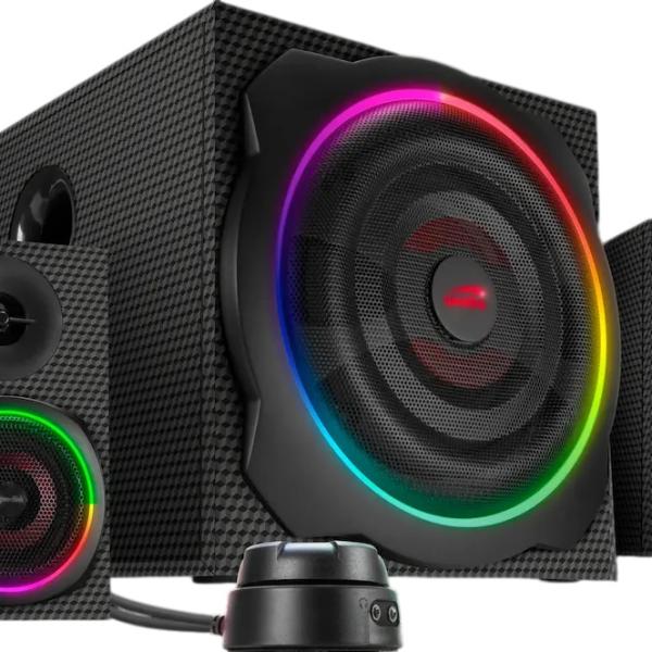 Colunas Gravity Carbon RGB 2.1 Canais 60W + Subwoofer (Preto) - SPEEDLINK