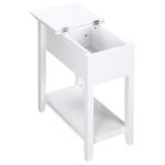 Mesa de Apoio com Tampa Abatível Prateleira de Armazenamento e Orifício para Cabos Oculto 60,5x32,5x70cm Branco