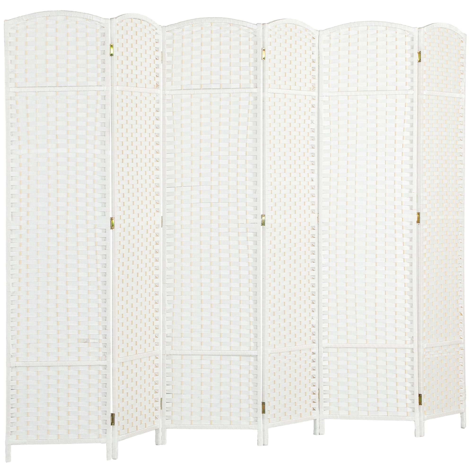 Biombo de 6 Painéis Separador de Ambientes Dobrável 240x170 cm para Sala de Estar Dormitório Escritório Branco