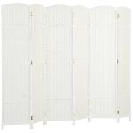 Biombo de 6 Painéis Separador de Ambientes Dobrável 240x170 cm para Sala de Estar Dormitório Escritório Branco