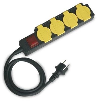 Extensão Quadrupla 3x 1,5mm c/ Protecção de Mola IP44 (1,5 mts)