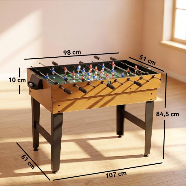 Mesa multijogos 4 em 1 com matraquilhos, bilhar, hóquei de mesa e ping - pong para crianças e adultos 107x61x84,5 cm natural