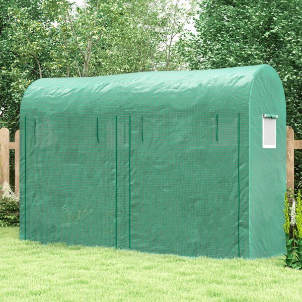 Estufa Jardim Tipo Túnel com 4 janelas e 2 portas para Plantas de PE de aço 300x100x200 cm Verde