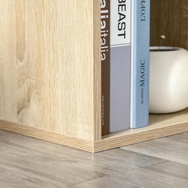 Estante para Livros Estante de Madeira de 3 Níveis com 6 Compartimentos de Armazenamento65,5x30x97,5cm Carvalho