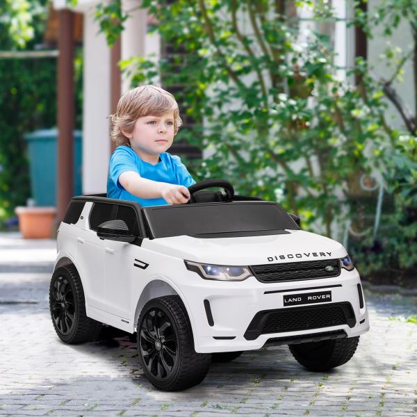 Carro Elétrico para Crianças acima de 3 Anos com Licença Land Rover Discovery Sport Carro Elétrico Infantil com Bateria 12V Controlo Remoto Faróis Buzina e Música 106x65,5x51 cm Branco