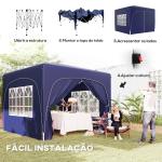 Tenda Dobrável 3x3 m com Painéis Laterais UPF50+ Tenda de Jardim com Altura Ajustável e Bolsa de Transporte Azul Escuro