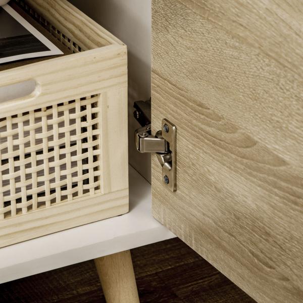 Móvel de TV com Gaveta para Televisores de até 50 Polegadas Aparador de Sala de Estar 110x40x50cm Branco e Madeira