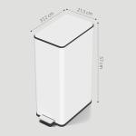 Caixote do Lixo de Cozinha 20 L em Aço Inoxidável com Tampa de Fecho Suave, Pedal e Balde Amovível, Branco