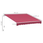 Toldo Manual 395x245 cm Toldo de Varanda Pátio com Manivela de Alumínio e Tecido de Poliéster 280 g/m² Vinho