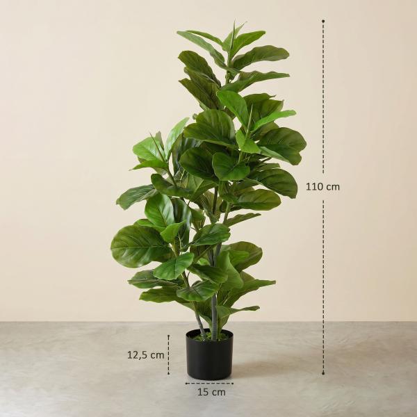 Planta Artificial Ficus 110 cm Planta Artificial com 90 Folhas Musgo e Vaso Planta Artificial Decorativa para Interior e Exterior Verde