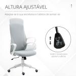 Cadeira de Escritório Ergonómica com Altura Ajustável Função de Inclinação e Encosto Alto 62x56x110 - 119,5 cm Cinza