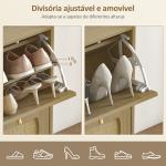 Sapateira Estreita com 4 Portas de Vime Sapateira para Entrada com Prateleiras Ajustáveis para 16 Pares de Sapatos 104,5x24x88 cm Madeira
