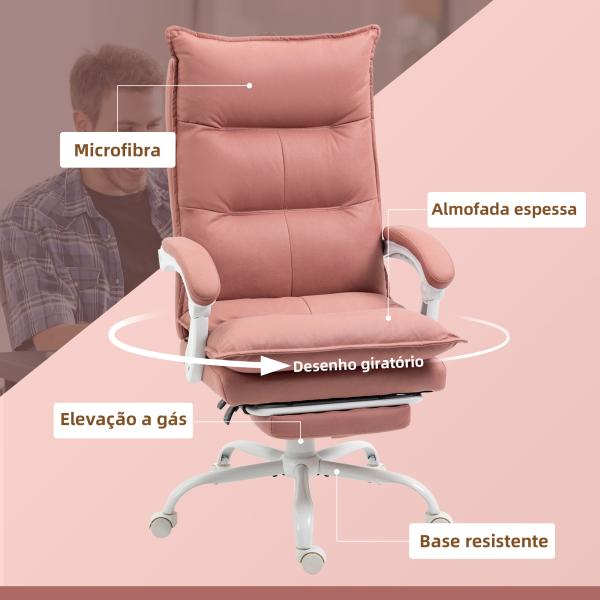 Cadeira de Escritório com 6 Pontos de Massagem e 5 Modos Reclinável com Função de Aquecimento 66x74x114 - 121,5 cm Rosa